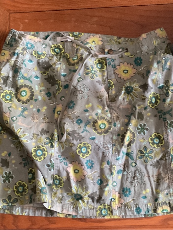 CJ Banks Pants - CJ Banks Floral Print Skort in Green, Yellow, Teal